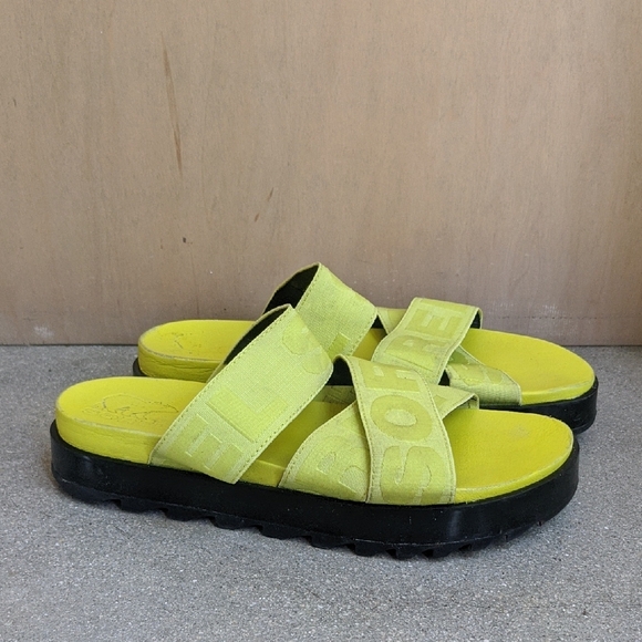 ❤️ Sorel Women's Yellow Slide Sandals Size 9.5 - Picture 4 of 11
